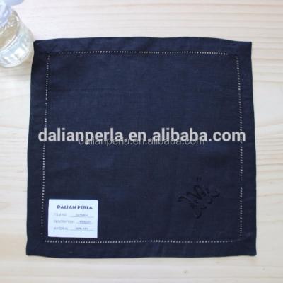 China 2018 New Design Monogrammed Black Linen Towel Washable With Embroidery for sale