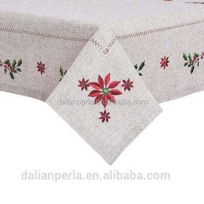 China Decoration Christmas tablecloth / traditional linen cottage polyester tablecloth with day flowers embroidery for Christmas for sale