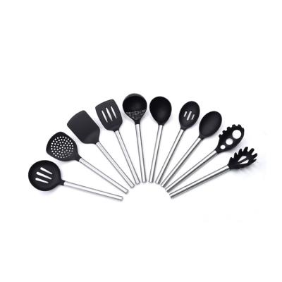 China Sustainable 10 Piece Cookware Set Nylon Stainless Steel Cooking Utensils And for sale