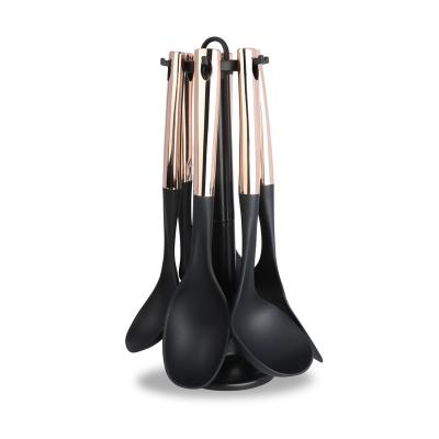 China Sustainable Food Grade Kitchenware Rose Gold Coat Nylon Kitchen Non-Stick Set for sale