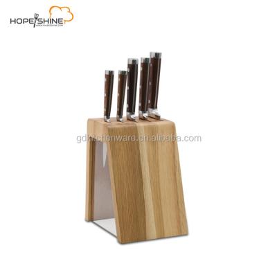 China Disposable Pakka Wood Handle With Bamboo Show Block 6pieces Knife Set for sale