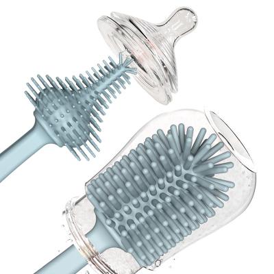 China Viable Rotate Custom 360 Baby Feeding Nipple Mini Silicone Cleaner Bottle Cleaning Brush Silicone Cleaning Brush for sale