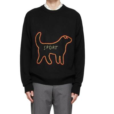 China Anti-Wrinkle YF OEM ODM Custom Design Intarsia Knitted Sweater Black Jacquard Custom Cashmere Sweater For Mens Womens Mens Tops for sale