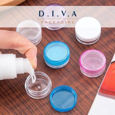 China 5g small clear round plastic containers cream jar Jelly Cosmetics bottle with black lid for Production of packaging mate for sale