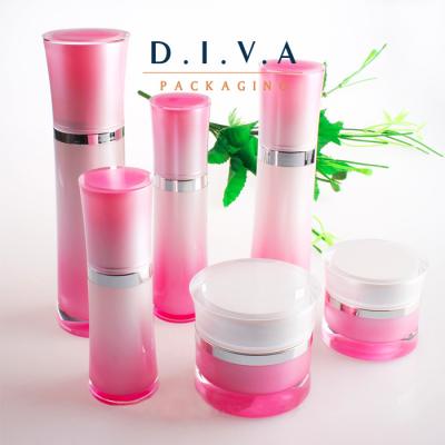 China fade color cosmetic bottle acrylic pump, skin care packaging bottles for sale