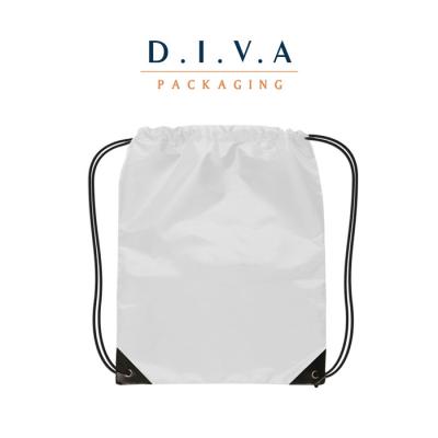 China promotional custom polyester nylon leather corner drawstring bag for sale