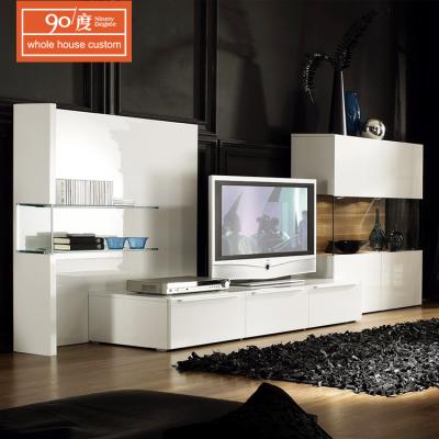 China Home Modular Simple Wooden TV Furniture Cabinets Shoe Cabinet White Lacquer Modern White Lacquer TV Table for sale