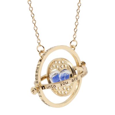 China Hot Sale Movie Environmental Friendly Gold Plated Harry Jewelry Potter Time Turner Hourglass Necklace for sale