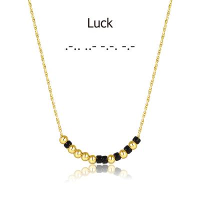 China Hot Selling Environmental Friendly Gold Plated Beads Morse Code Necklace Couple Personalized Funny Inspirational Words Morse Code Necklace For Women for sale