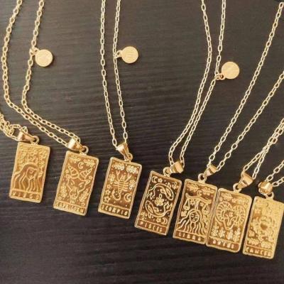 China Iyan Environmental Friendly Wholesale 18K PVD Plated Waterproof Jewelry 316L Stainless Steel Tarot Card Necklace 12 Horoscope Necklace for sale