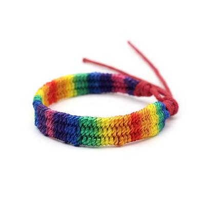 China Environmental Friendly Rainbow Rope Friendship Bracelet Hemp Rope Braided Gay Lesbian Bracelets LGBT Pride Wristband Handmade Jewelry Gift for sale