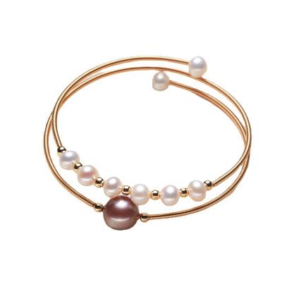 China Eco-Friendly 10mm AA+ Baroque Edison Women's Natural Pearl Beads Bangle Bracelet for sale