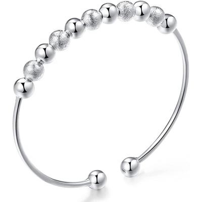 China Environmentally Friendly Fashion Ball Bracelet Jewelry Bead Worry Brass Silvery Rotating Adjustable Spinning Bracelete for sale