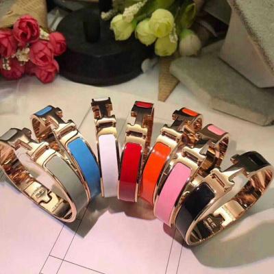 China Environmental friendly hot sale popular jewelry for women 316L stainless steel bracelet H enamel bracelet colorful for sale