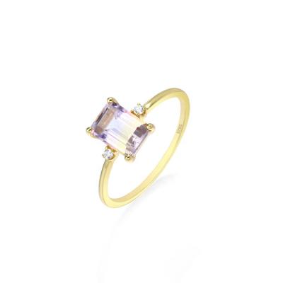 China Wholesale 925 Lead Free Nickel Free Sterling Silver Ametrine Stone Square Cut Gemstone Ring for sale