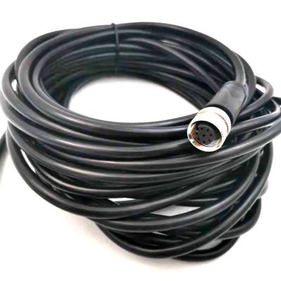 China Industry M12 8 Pin Female Straight Connector With Black PVC PUR Cable Length 10 Meters for sale