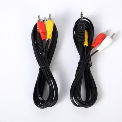 China Car 3.5mm Revolution 3 RCA Plug, High Quality 3.5 to RCA Adapter, Male Video and Audio Cable for sale