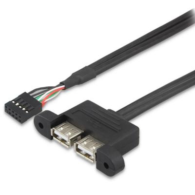 China MP3/MP4 Player 9 Pin Female Cable For Motherboard Dual USB 2.0 Type One Female, 0.3m, 0.5m Computer Motherboard for sale