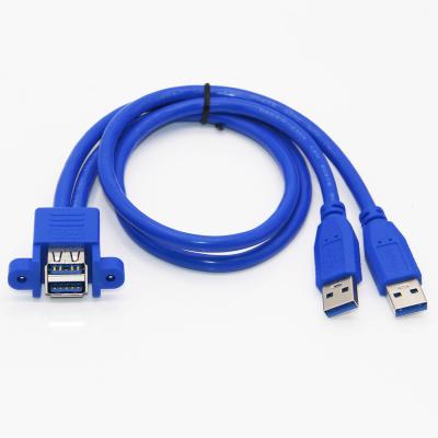 China Security Screw Type For Connection USB 3.0 Male To Female Supplement Cable Panel Motherboard Dual Port Mounting Type for sale