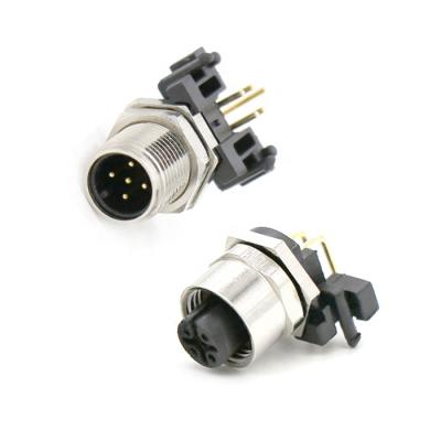 China IP67Fixed M12 Male Connectors PCB Waterproof Automotive Un-coded Mount 3pin 4pin 5pin 6pin 8pin 10pin 12pin 17pin For Sensor Came for sale