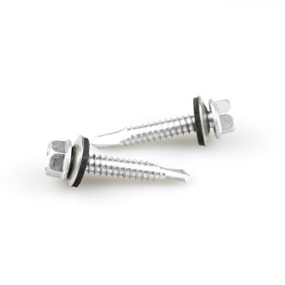 China Plain Finish Bimetal SS316 Hex Washer Head Self Drilling Screw For Roofing Maintenance for sale