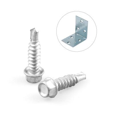 Chine Alliage de zinc revêtu 6.3x25 vis bimétallique vis de perçage automatique vis hexagonale tête de laveuse vis Tek pour le support d'angle à vendre