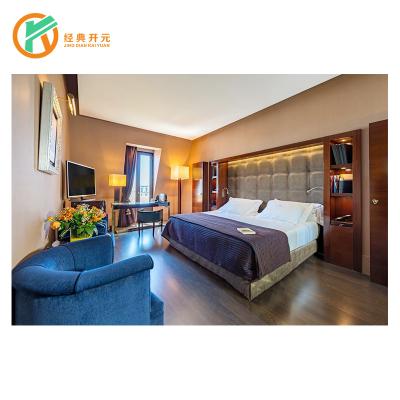 China IDM-214 Luxury Modern Antique Hotel Bedroom Furniture Wood Panel Bed Living Room Sets Hotel Furniture for sale