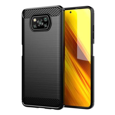 China Wholesale Anti-fall TPU Soft Carbon Fiber Phone Cover For Xiaomi Poco x3 NFC Phone Case for sale