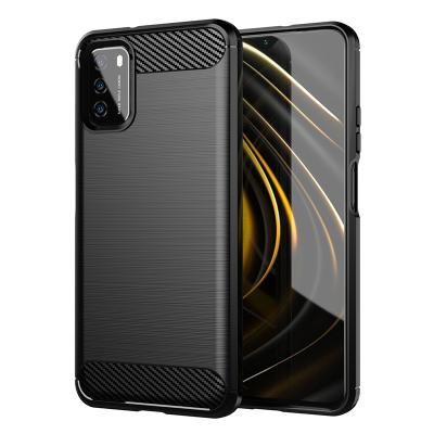 China 2012 Hot Sale Anti-drop Soft TPU Carbon Fiber Phone Cover For Xiaomi Poco M3 Case for sale