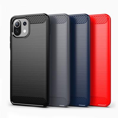 China High Quality Anti-fall TPU Soft Carbon Fiber Cell Phone Case For Xiaomi MI 11 Lite Cases for sale