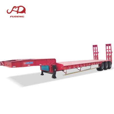 China 3/4 Axle Truck Trailer Hydraulic/Mechanical Gooseneck 100 Ton Low Bed Semi Trailer Mechanical Transport for sale