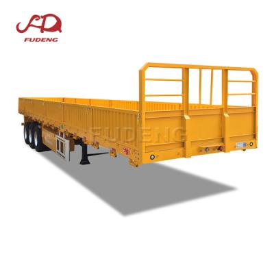 China 60 Ton Heavy Duty Side Wall Barrier Semi Trailer For Bulk Goods Cargo Truck Drop Side 3 Axles for sale