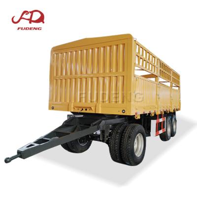 China 2021 China Manufacture Truck Trailer 3 Axle Fence Semi Trailer Cargo Fence Full Trailer Drawbar Trailer With Side Wall for sale