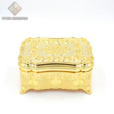 China Home Wholesale Luxury Gold Plated Small Medium Size Trinket Box Rectangle Gift Storage Jewelry Box for sale