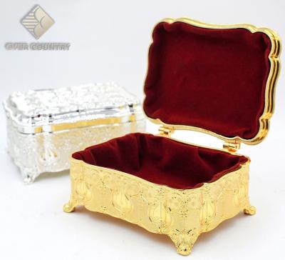 China Home Wholesale Luxury Small Rectangle Gold Plated Trinket Box Gift Storage Jewelry Box for sale