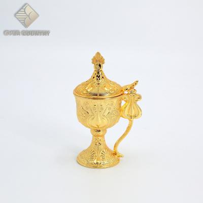 China Viable Decoration Fashion Middle East Censer Metal Tulip Round Tray With Handle Censer for sale