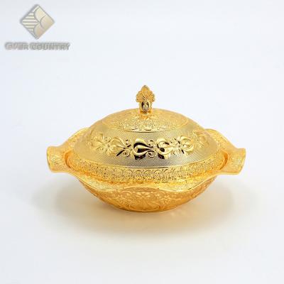 China Sustainable Luxury Gold Egg-Shape Fruit Bowl Living Room Decor Candy Bowl Medium Size Bowl With Lid for sale