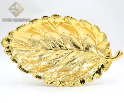 China Metal Dried Fruit Leaf Shape Dish Viable Necklace Show Tray Crafts Jewelry Organizer Nordic Style 8