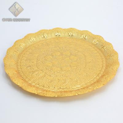 China Decorative Viable Vendor Table Metal Gold Plated Round Dried Fruit Candy Serving 14