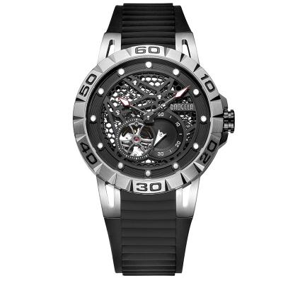 China Day / Date Brand Luxury Mens Mechanical Watches Silicone Straps Skeleton Automatic Watch for sale