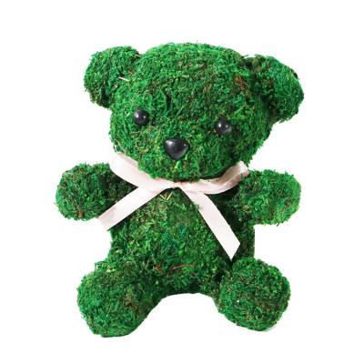 China Environmental Protection Green Wholesale Home Decoration Preserved Flower Touch Real Preserved Moss Bear for sale