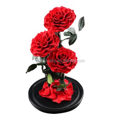 China Eternal environmental protection green border sales decorative supply items gifts rose the three flowers in the glass for sale