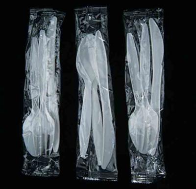 China Eat Bulk Disposable Plastic Napkin Restaurant Cutlery Set for sale