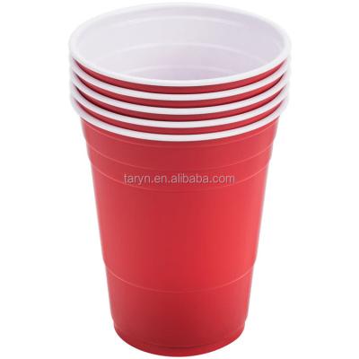 China Cheap Disposable Plastic Red 16oz Beer Pong Cup Beverage For Party for sale