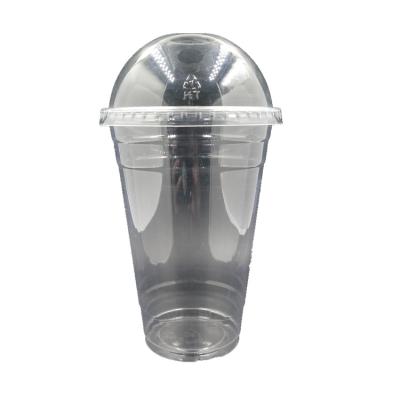 China Clear Disposable Lid Juice Ice Cream Tea With Single Wall Coffee Water Drinking Plastic Cup for sale