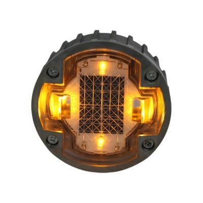 China Embedded Aluminum Alloy Road Waterproof Flashing Round Solar Powered Stud Led Cat Eye Lane Lights for sale