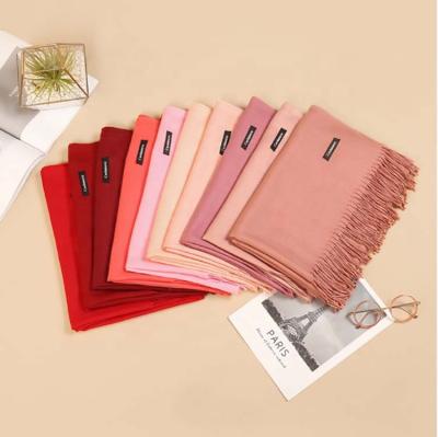 China Hot Sale Daily Warm Cashmere Custom Women Long Luxury Plain Weave Muffler Shawl Winter Scarf for sale