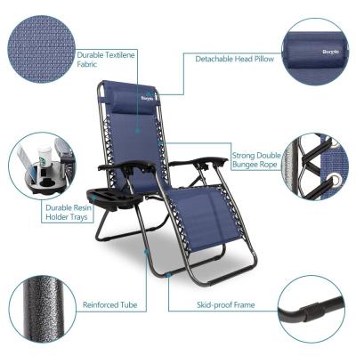 China DurableSoft Adjustable Outdoor Recliner Patio Weightless Folding Chair with Cup Holder à venda