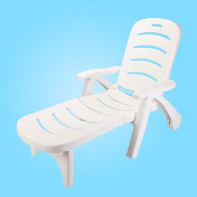 China Popular Best Single Folding Beach Sun Chair With Wheels, Pool Chaise Lounge, Plastic Beach Lounge Chairs for sale