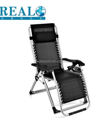 China Premium Durable Luxury Modern Adjustable Black Folding Weightless Chair Outdoor 2*1fabric Made In China for sale